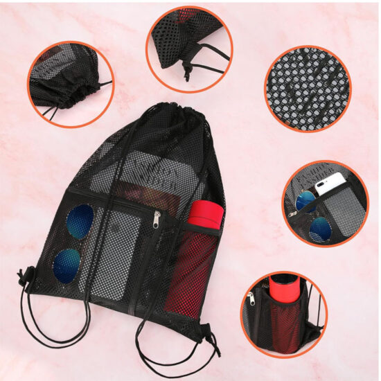  Natural mesh drawstring backpack for beach, gym, or daily essentials
