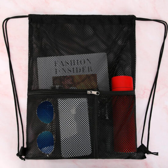  Natural mesh drawstring backpack for beach, gym, or daily essentials