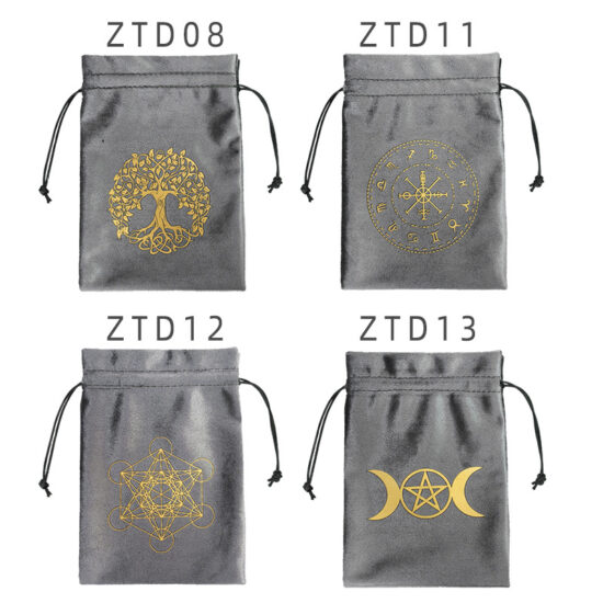  Gray crescent moon velvet drawstring pouch for cards and jewelry