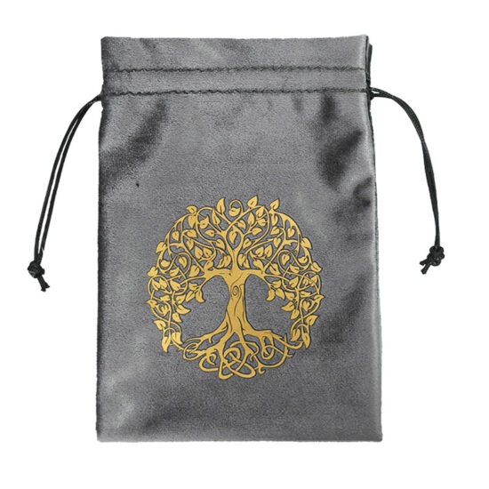  Gray crescent moon velvet drawstring pouch for cards and jewelry