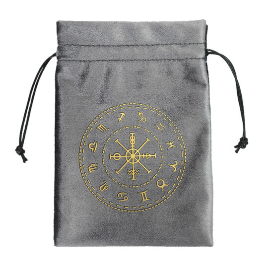  Gray crescent moon velvet drawstring pouch for cards and jewelry