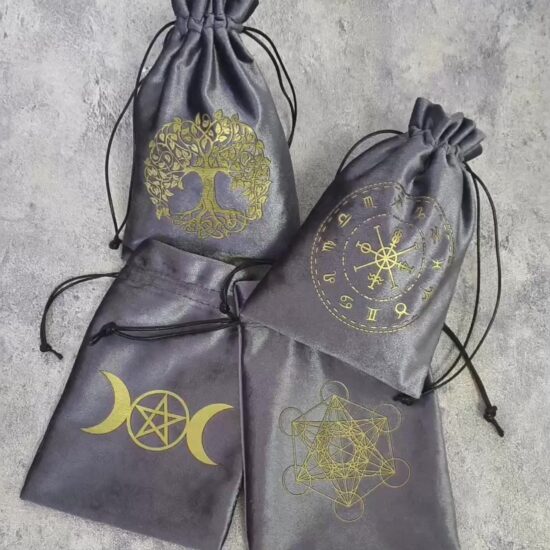  Gray crescent moon velvet drawstring pouch for cards and jewelry