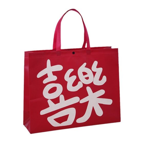 Custom non-woven dustproof drawstring bag with transparent window for handbags