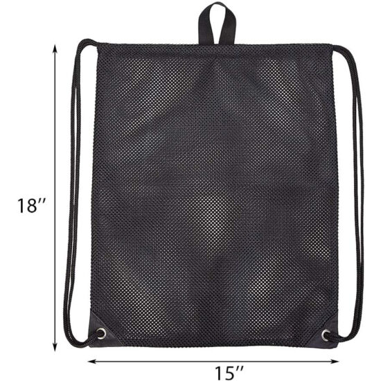 Nylon mesh drawstring storage bag for diving gear, fruit, toys, and balls