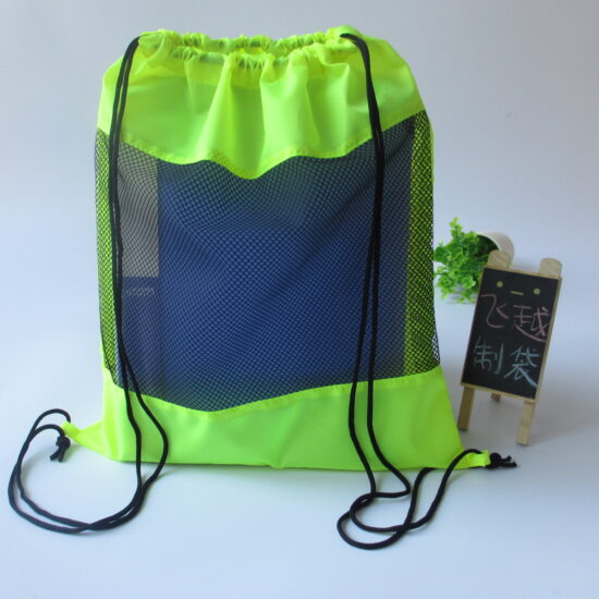 Polyester mesh drawstring sports backpack for football and basketball