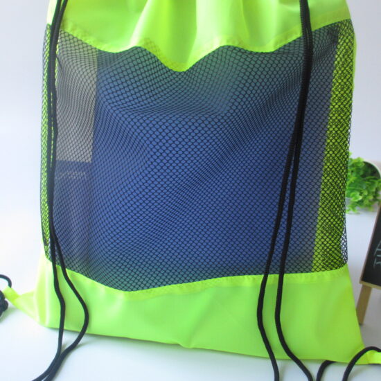 Polyester mesh drawstring sports backpack for football and basketball