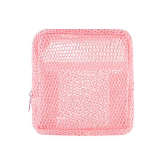 Portable mesh cosmetic pouch for lipsticks, sanitary pads, and daily essentials

