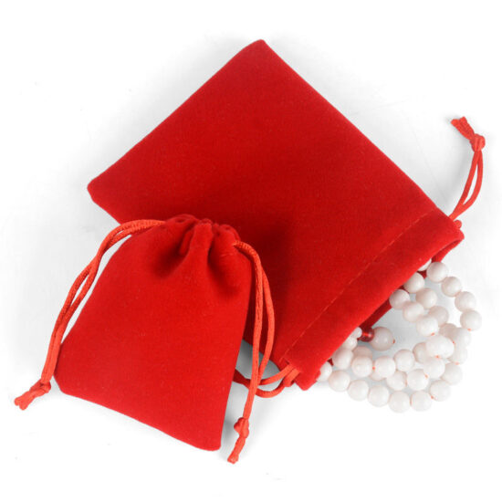  Red velvet drawstring pouch for jewelry and cosmetic storage