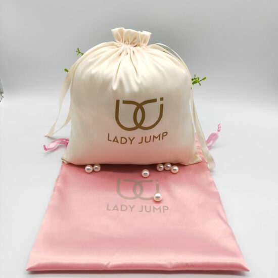 Silk-like satin drawstring pouches for jewelry and cosmetics storage