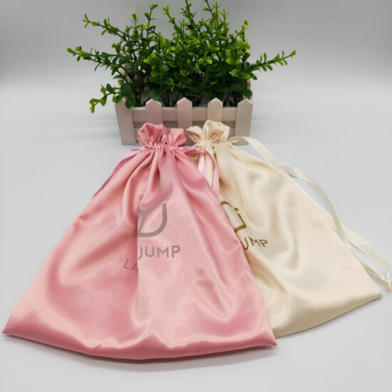 Silk-like satin drawstring pouches for jewelry and cosmetics storage