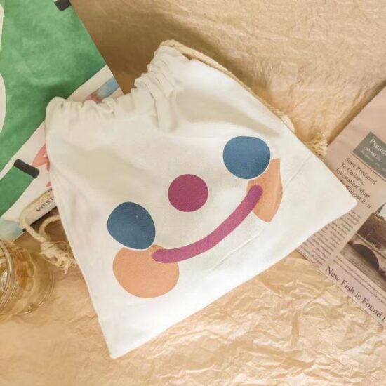 Sheep Print Cotton Drawstring Canvas Bag for Gift and Storage