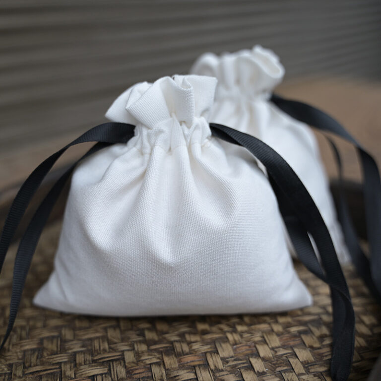 Small Cotton Canvas Drawstring Gift Pouch with Custom Logo