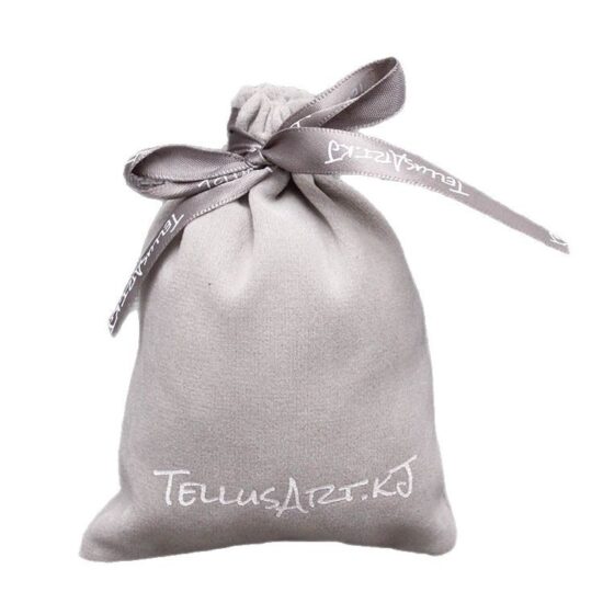 Gray velvet drawstring pouch for bracelet and jewelry storage