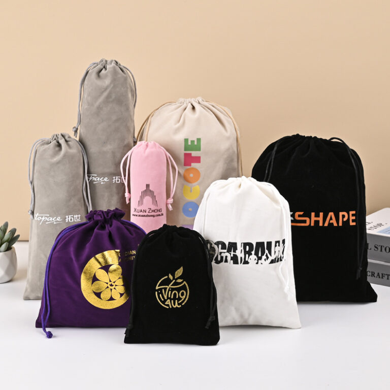 Velvet drawstring pouch for jewelry, cup, and gift packaging