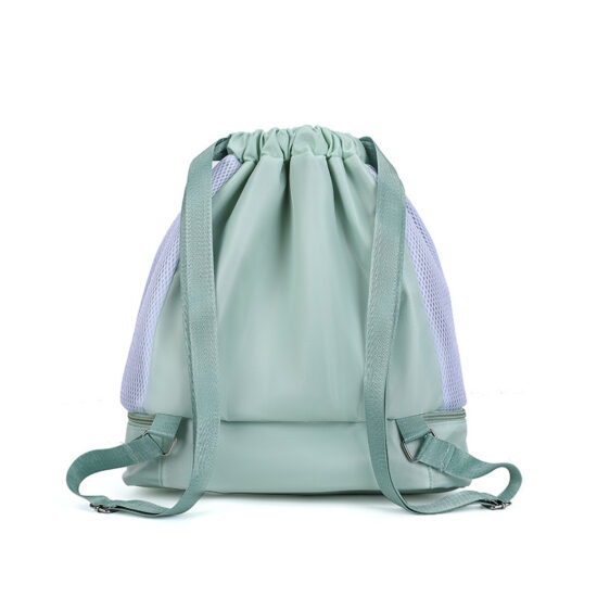 Unisex drawstring basketball backpack with wet-dry compartments