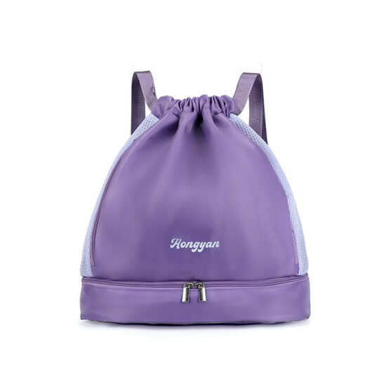 Unisex drawstring basketball backpack with wet-dry compartments