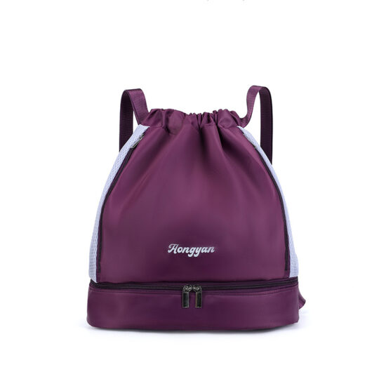 Unisex drawstring basketball backpack with wet-dry compartments