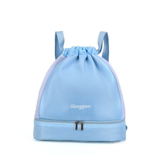 Unisex drawstring basketball backpack with wet-dry compartments