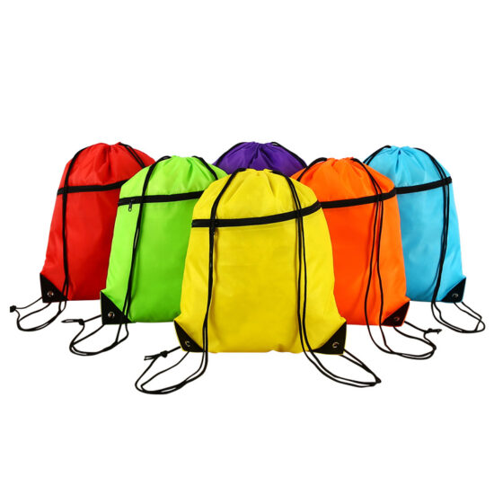 Fashionable nylon drawstring backpack with custom print design