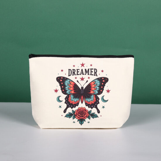 Custom canvas pencil pouch with zipper for student or cosmetic storage