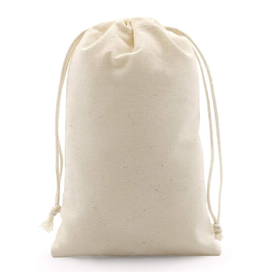 Thick Natural Cotton Muslin Drawstring Bag for Jewelry Packaging