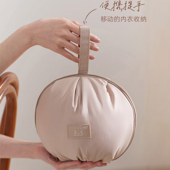 Travel lingerie storage pouch with bra and underwear compartments