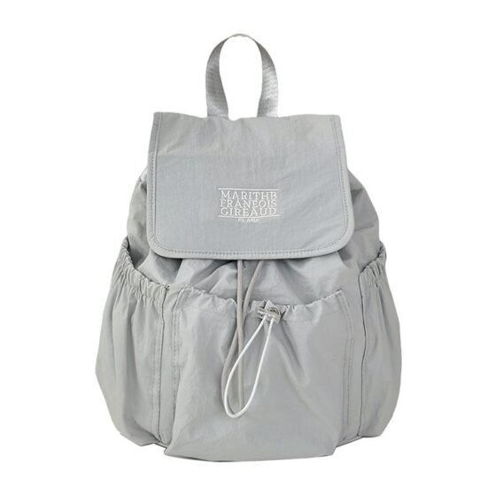 Korean nylon drawstring backpack for women, large capacity student bag