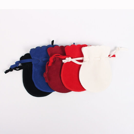 Velvet wine bottle pouch with drawstring and customizable logo