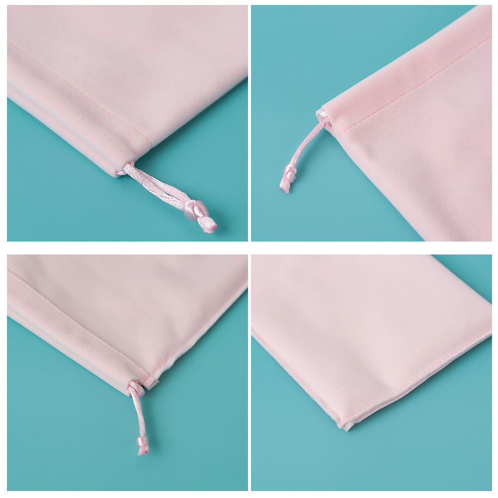 Pink Velvet Drawstring Jewelry Pouch for Gift and Accessories Packaging