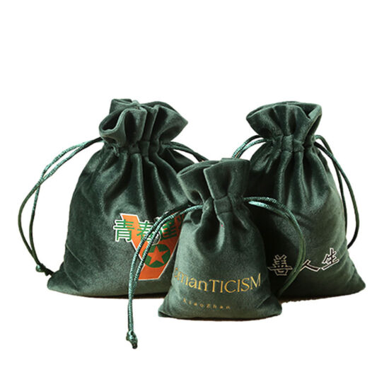 Velvet drawstring pouch for wine bottle and jewelry packaging