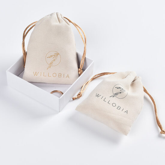 Velvet and suede drawstring pouch for cosmetics and jewelry