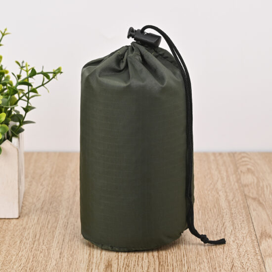 Water-resistant cylindrical nylon drawstring pouch for travel storage