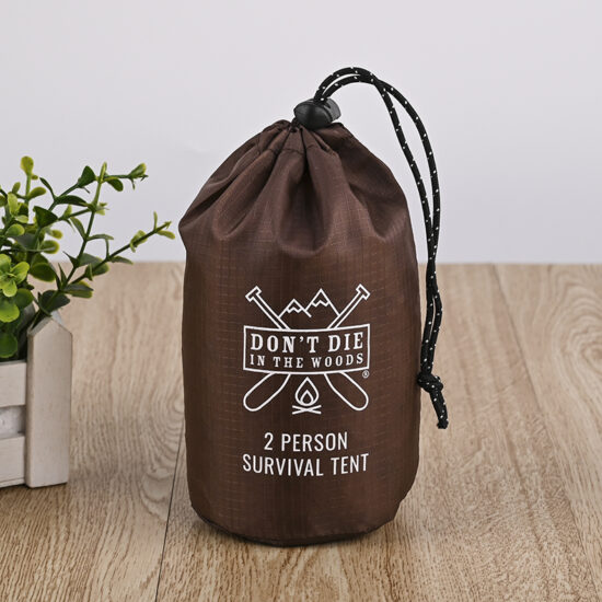 Water-resistant cylindrical nylon drawstring pouch for travel storage