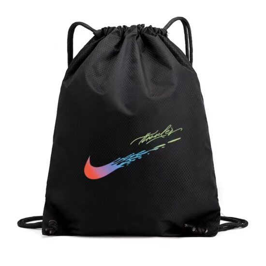 Soccer-themed waterproof drawstring backpack made of Oxford fabric for sports gear