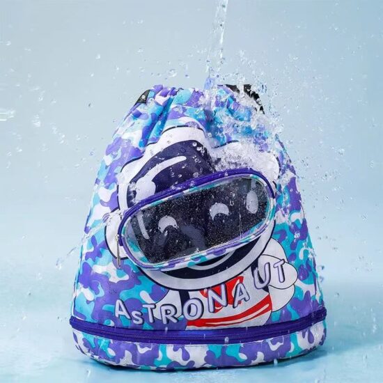 Waterproof drawstring bag with wet dry separation and shoe compartment