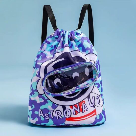 Waterproof drawstring bag with wet dry separation and shoe compartment