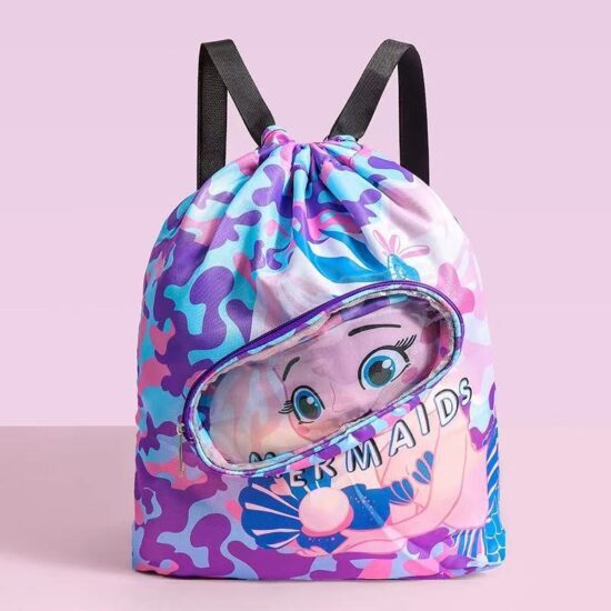 Waterproof drawstring bag with wet dry separation and shoe compartment