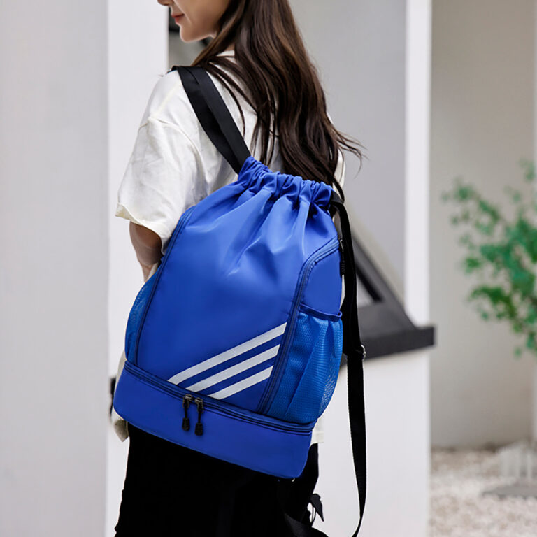 Waterproof foldable drawstring sports backpack for basketball and gym
