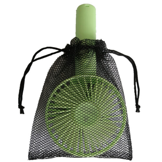 : Black hexagon nylon mesh drawstring shoe storage bag