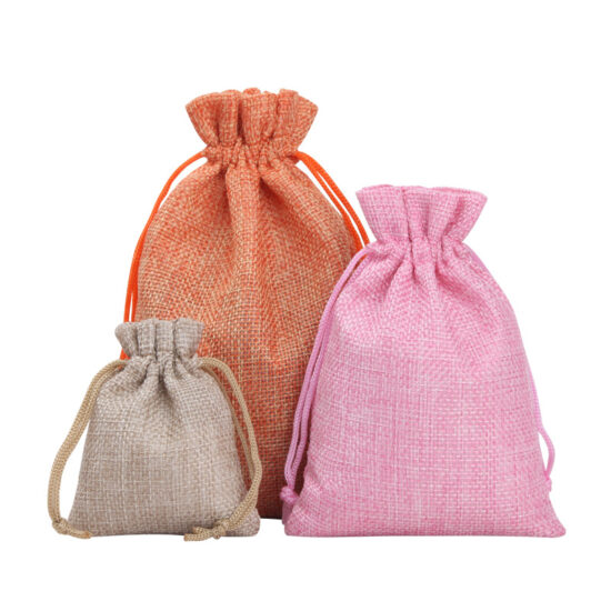 Custom Imitation Burlap Drawstring Gift Bag