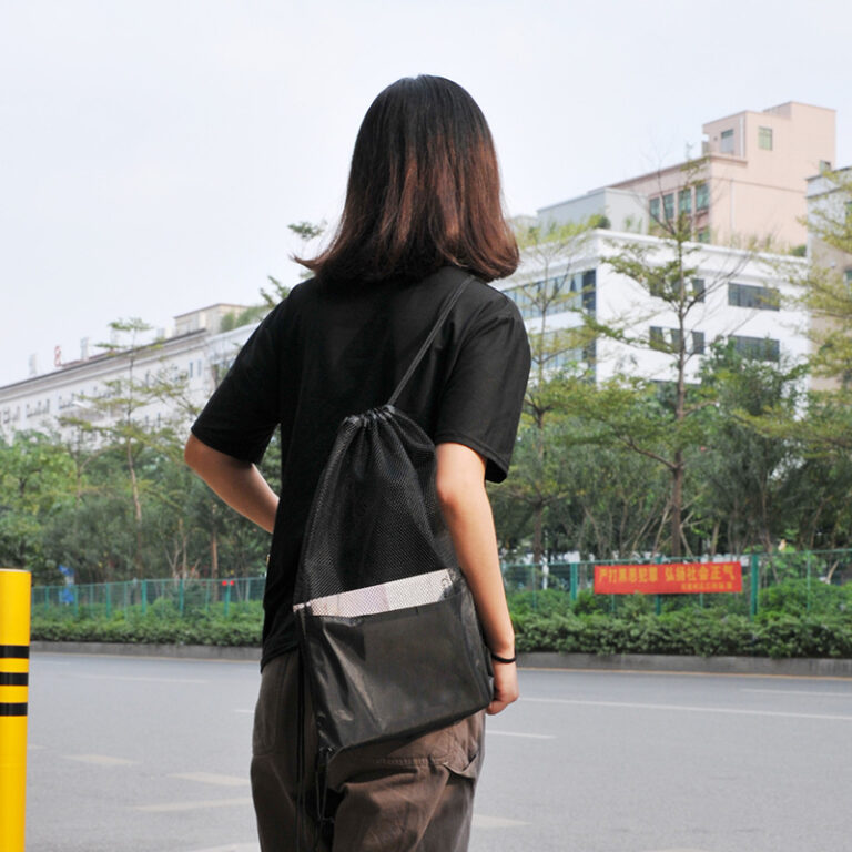 Custom mesh drawstring backpack bag for gym and sports use