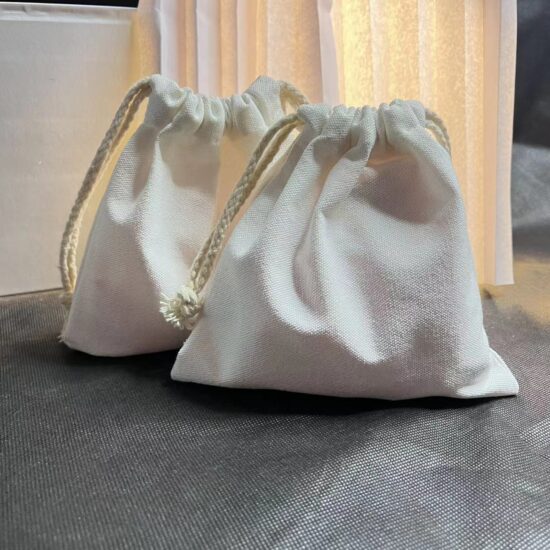 Thick Cotton Canvas Drawstring Bag Beige – Custom Logo Printing