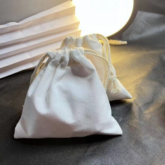 Thick Cotton Canvas Drawstring Bag Beige – Custom Logo Printing