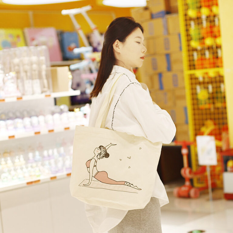 Cute Yoga Girl Canvas Tote Bag for Women