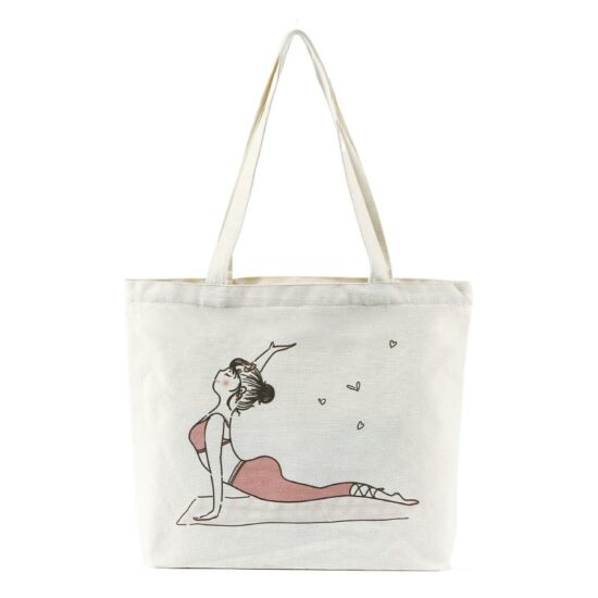 Cute Yoga Girl Canvas Tote Bag for Women