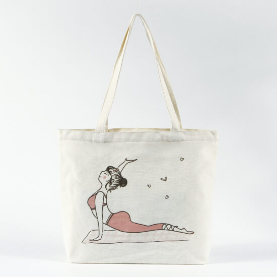 Cute Yoga Girl Canvas Tote Bag for Women