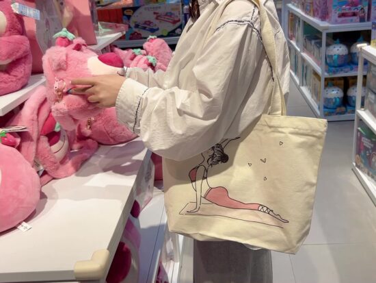 Cute Yoga Girl Canvas Tote Bag for Women