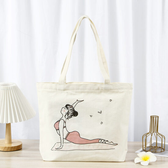 Cute Yoga Girl Canvas Tote Bag for Women