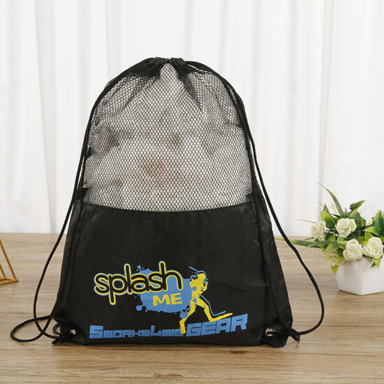 Custom polyester nylon 420D drawstring bag for sports and cycling
