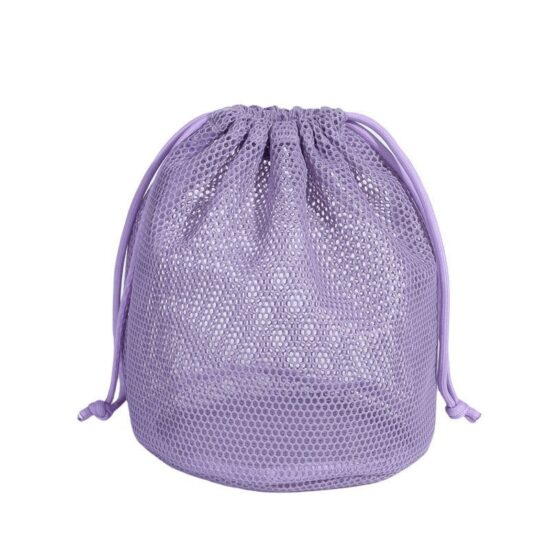 Multi-color mesh drawstring bags for toy and sports gear storage